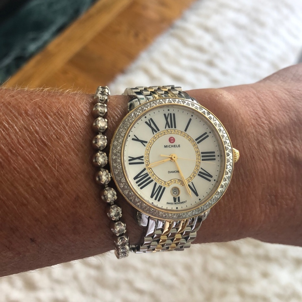 Michele Two Tone Watch with all links